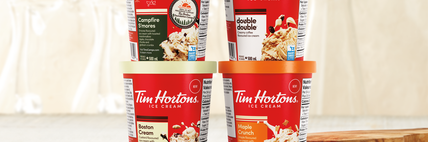 Coming soon: Four new Tim Hortons Ice Cream flavours based on some classic tastes of Tims including Double Double™ and Boston Cream