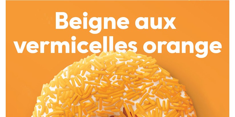 Tim Hortons offrira de nouveau le beigne aux vermicelles orange le 30 septembre. La totalité des recettes ira à des organismes autochtones