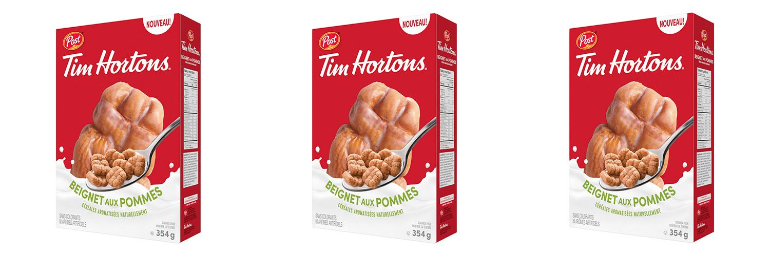 LES CÉRÉALES À SAVEUR DE BEIGNET AUX POMMES DE POST ET TIM HORTONS, BIENTÔT DANS UN BOL PRÈS DE CHEZ VOUS